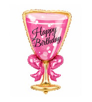 Happy Birthday Pembe Kadeh Folyo Balon