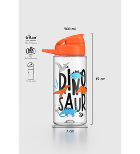 Renga Lidya Yazı Desenli 500 ml Tritan Çocuk Matara 912036 Pembe (Turuncu)