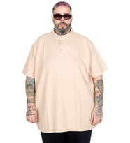 Mode XL Büyük Beden Erkek Tişört Düğmeli Hakim Yaka T-Shirt U24339 Bej