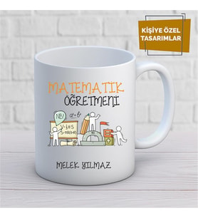 Kişiye Özel İsim Yazılabilir Matematik Öğretmeni Kupa Bardak