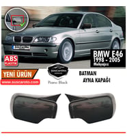 BMW E46 3 Serisi 1998-2005 Makyajsız Kasa Uyumlu Batman Yarasa Ayna Kapağı Piano Black ABS Plastik