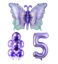 Mor Kelebek 5 Yaş Folyo Balon Set