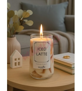 Mumelia Iced Latte - Doğal Soya Cam Bardak Tasarım Mum -
