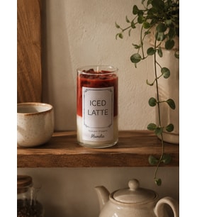 Mumelia Latte Serisi - Doğal Soya Cam Bardak Tasarım Mum - Iced Latte