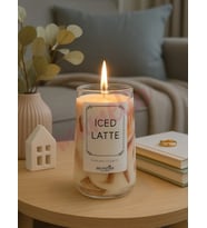 Mumelia Iced Latte - Doğal Soya Cam Bardak Tasarım Mum -