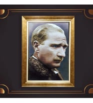 Özel Seri Paspartulu Çerçeveli Atatürk Tablo l809 (Gold)