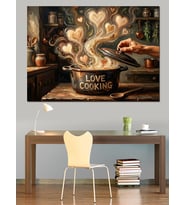 Love Cooking Kalpli Yemek Buharı Dekoratif Kanvas - Mdf Ahşap Tablo