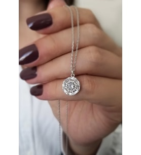 Kadın Zirkon ve Baget Tasarım 925 ayar Gümüş Kolye
