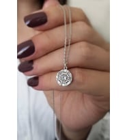 Kadın Zirkon ve Baget Tasarım 925 ayar Gümüş Kolye