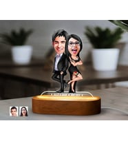 BK Gift Kişiye Özel Sevgili Karikatürlü Dekoratif 3D Biblo LED Işıklı Gece Lambası-6, Sevgiliye Hediye, Yıl Dönümü Hediyesi