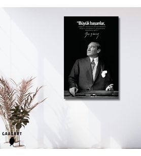 Tekli Dikey Kanvas Makam Panosu Atatürk Sözleri Kadınlar Hakkında Sözü