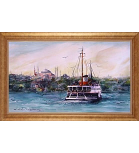 EV İŞYERİ OFİS İÇİN ALTIN ÇERÇEVELİ PASPARTULU TABLO VB766