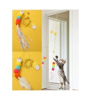 Elastik Kendinden Yapışkanlı Renkli Kedi Oyun Oltası Kedi Oyuncağı Eğitim Oyuncağı Solucan