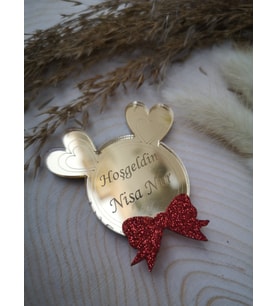 Yeni Doğan papyonlu Magnet Nikah Şekeri - Nişan Şekeri - Söz Şekeri - Düğün Magnet - Nişan Magnet - Söz Magnet - Yenidoğan Magnet - Doğum Magnet - Yaş Magnet 7cm