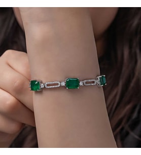 Gümüş Yeşil Renk Kare Paraiba Taşlı Kadın Bileklik