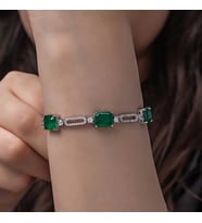 Gümüş Yeşil Renk Kare Paraiba Taşlı Kadın Bileklik