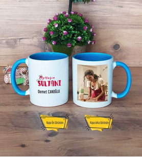 Mutfağın Sultanı Anneye Hediye Kupa Bardak Mavi Fotoğraflı Anneler Günü Hediyesi