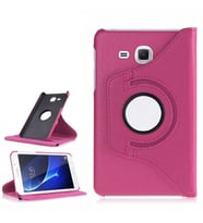 Samsung Galaxy Tab E 9.6 T560 T563 T565 Kılıf 360 Dönebilen Standlı Case (Koyu Pembe)