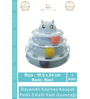 #KediOyuncağı 3 Katlı Kedi Başlıklı Toplu Hareketli Petzoom Kule Eğitici Kedi Oyuncağı 19,5 cm x 24c