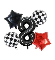Siyah Yarış Pisti Damalı 8 Yaş Folyo Balon Set