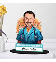 Kişiye Özel Erkek Veterinere Hediye Karikatürlü Biblo