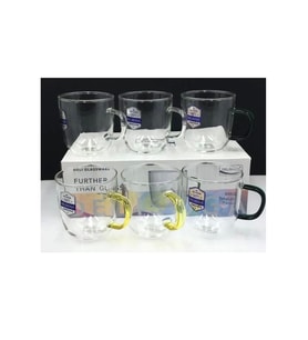 İpek GPZB105 Renkli Kulplu Cam Kupa 450 Cc 6 Lı