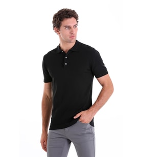 Hatemoğlu Siyah GM 112303 Rayon Polo Yaka Triko T-shırt (A.Siyah)