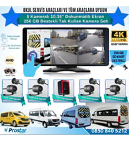 Servisler Için 5 Kameralı 10.36" Dokunmatik Kayıtlı Ekranlı 256 Gb Sd Kart Destekli Araç Kamera Seti