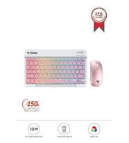 Torima TMK-09 Pembe Şarj Edilebilir RGB Işıklı Kablosuz Klavye Mouse Seti
