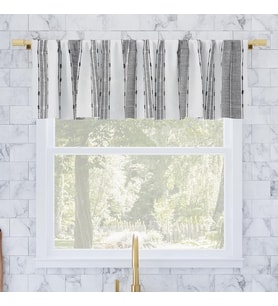 Lexroo Şantuk Doku Çizgili Pamuk Kafe Perdesi Valance, 132 cm x 35 cm, Siyah/Beyaz