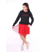 Toontoy Kız Çocuk Toontoy Girl Nakışlı Tüllü Elbise (Siyah)