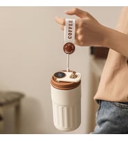 Dereceli Çift Katmanlı Paslanmaz Çelik Termos  450 ml (Kahverengi)