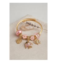 Mey İthalat® Balık Charmlı Pembe Renk Gold Bileklik