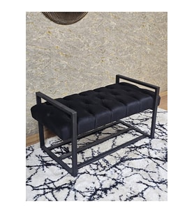 Siyah Boyalı Metal 80 cm Puf Bench - Antre Puf - Hol Bench - Puf - Oturak - Bench Siyah Renk 90 x 45 Boyut/Ebat (Çok Renkli)