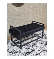 Siyah Boyalı Metal 80 cm Puf Bench - Antre Puf - Hol Bench - Puf - Oturak - Bench Siyah Renk 90 x 45 Boyut/Ebat (Çok Renkli)