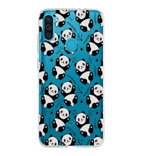 Samsung Galaxy M11 Kapak Panda Tasarımlı Şeffaf Silikon Kılıf