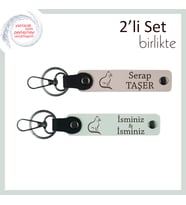 Minnoş Ruhlara Anlamlı Hediye, Pati Temalı, İsme Özel Kişiselleştirilebilir Anahtarlık, Pudra-Beyaz