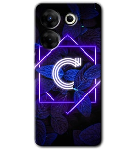 Tecno Camon 20 Pro 4G Kılıf HD Desen Baskılı Kılıf - Dark Neon Yaprak C Harfi