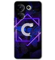 Tecno Camon 20 Pro 4G Kılıf HD Desen Baskılı Kılıf - Dark Neon Yaprak C Harfi