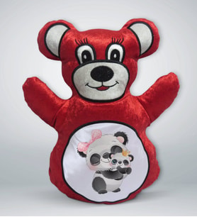 BK Gift Sevimli Pandalar Tasarımlı Kırmızı Ayıcık Yastık-2