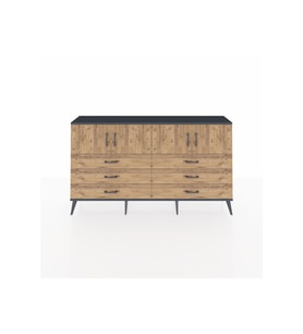 Arges Konsol 2 Raflı 6 Çekmeceli 4 Kapaklı 176x30x99 Antrasit-Çam