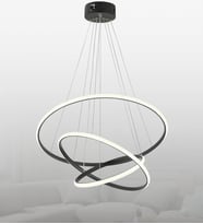 Çember led Oturma Odası Modern Salon Sarkıt Avize (Siyah)