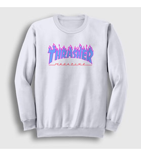Presmono Unisex Beyaz Logo V2 Thrasher Sweatshirt 278478tt (Beyaz)