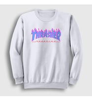Presmono Unisex Beyaz Logo V2 Thrasher Sweatshirt 278478tt (Beyaz)