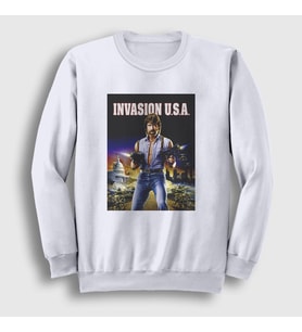 Presmono Unisex Beyaz invasion Chuck Norris Sweatshirt 257268tt (Beyaz)