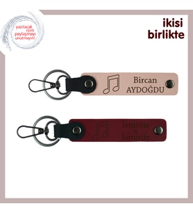 Sevgililer İçin Bestelenmiş Gibi, Kişiye Özel Yazılabilir Anahtarlık Takımı, Yavru Ağzı-Bordo