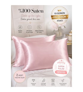 2’li Saten Yastık Kılıfı 50x70 cm + Hediye Saten Fular