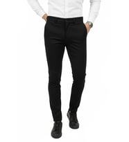 DeepSEA Erkek Siyah Modern Fit Likralı Kumaş Pantolon Günlük & Ofis Kullanımı 2602020