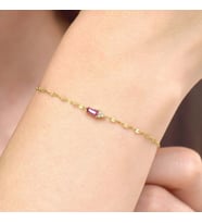 Kırmızı Taşlı Minimal Bileklik