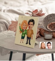 BK Gift Kişiye Özel Sevgililer Karikatürlü Dekoratif Ahşap Çerçeve Model 110